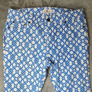 Vineyard Vines Jamie High-Rise Straight Jeans Womens 10 Blue White Lattice Print